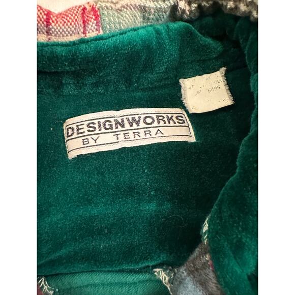 VINTAGE VELVET & FLANNEL COTTON PATCHWORK PLAID SHIRT OR SHIRTJACKET GRUNGE - Picture 5 of 8